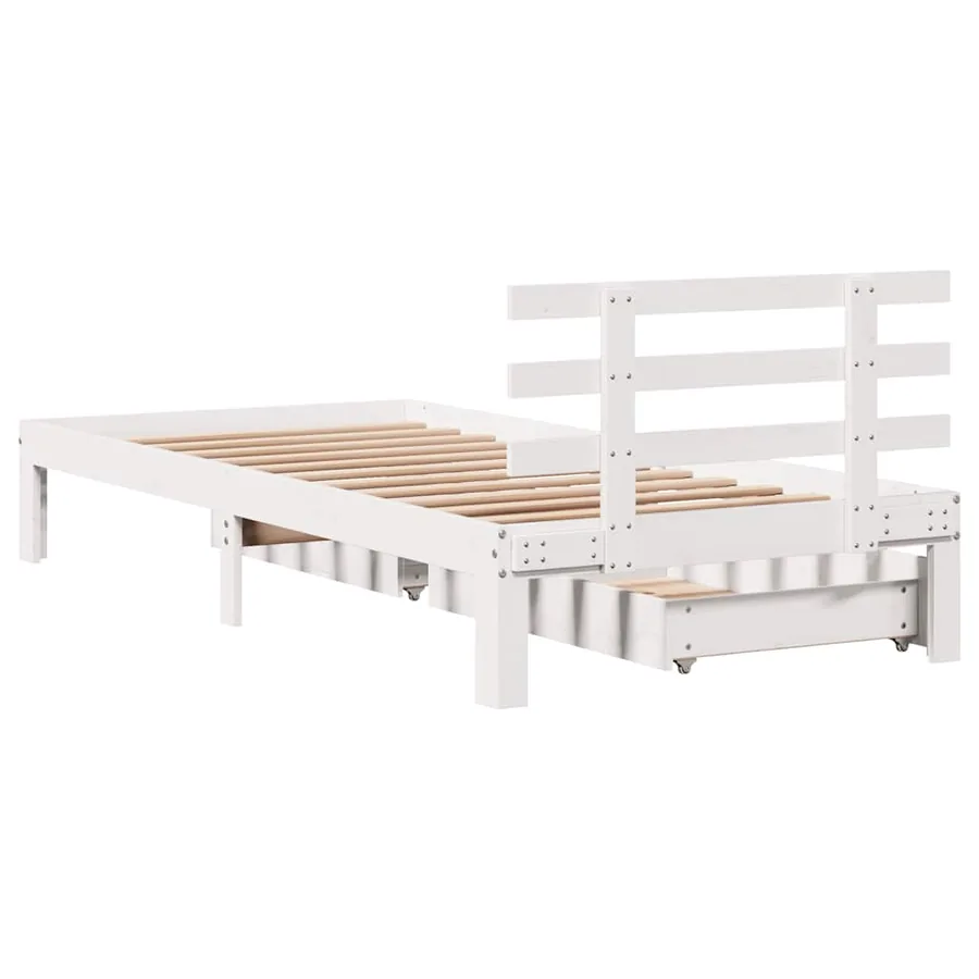 Cadre de lit avec tiroirs sans matelas blanc 100x200 cm - 6