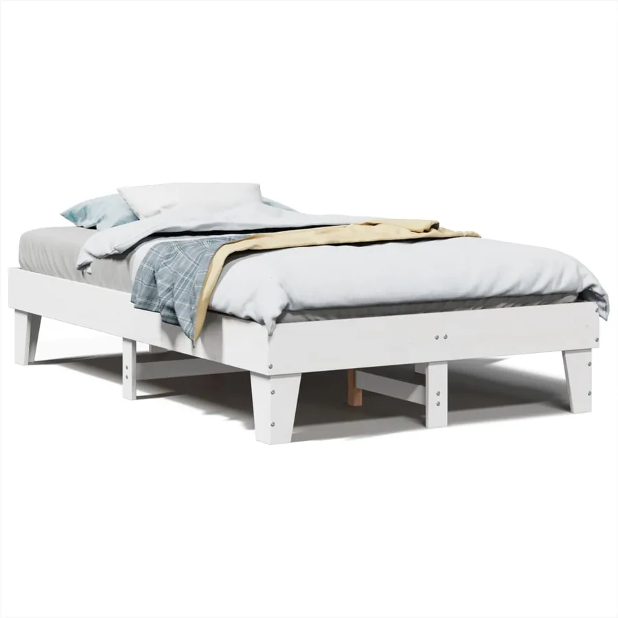 Cadre de lit sans matelas blanc 120x190 cm bois de pin massif - 2