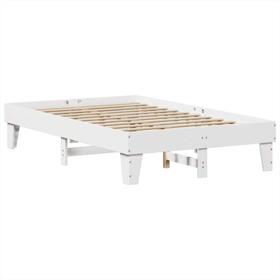 Cadre de lit sans matelas blanc 120x190 cm bois de pin massif - 3