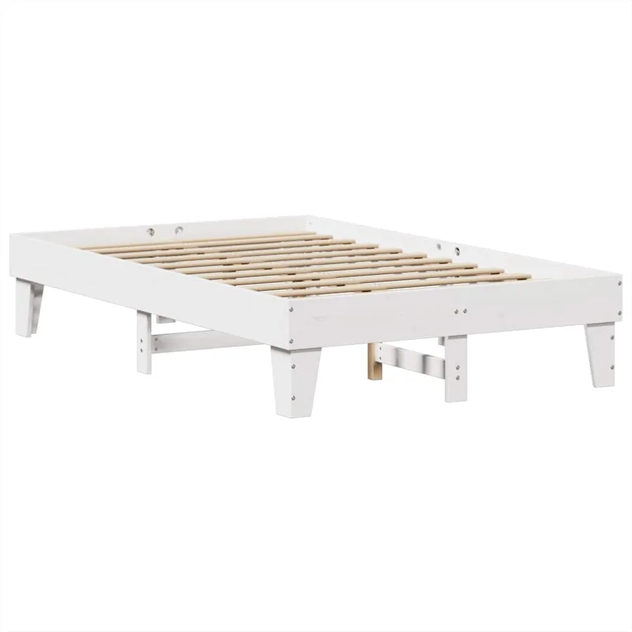 Cadre de lit sans matelas blanc 120x190 cm bois de pin massif - 6