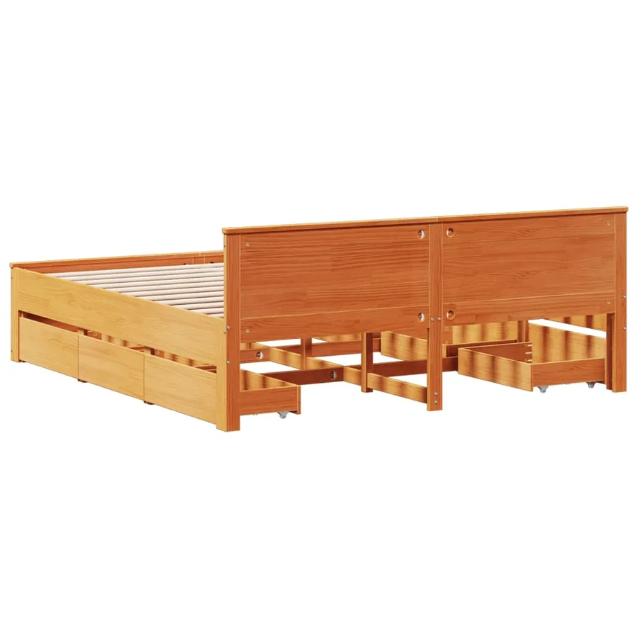 Cadre de lit sans matelas avec tête de lit 200x200 cm bois pin - 6