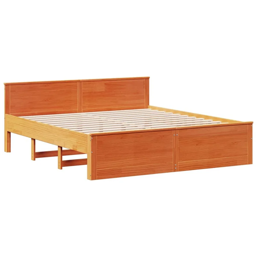 Cadre de lit sans matelas avec tête de lit 200x200 cm bois pin - 7