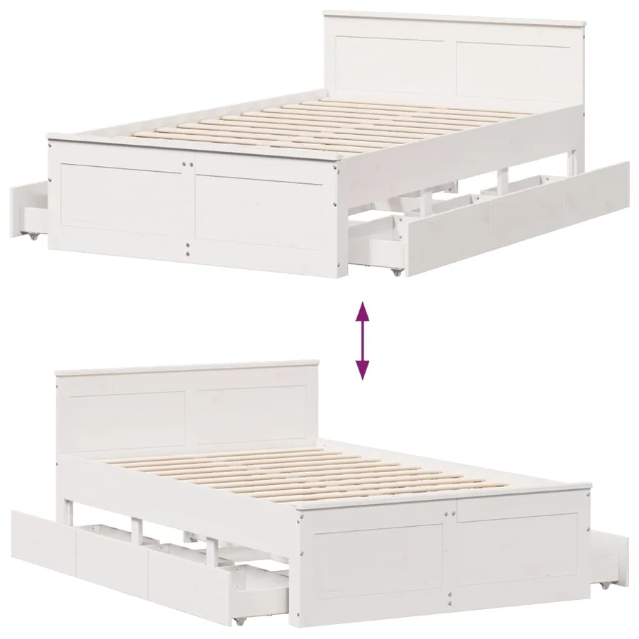 Cadre de lit sans matelas avec tête de lit blanc 120x200 cm pin - 10