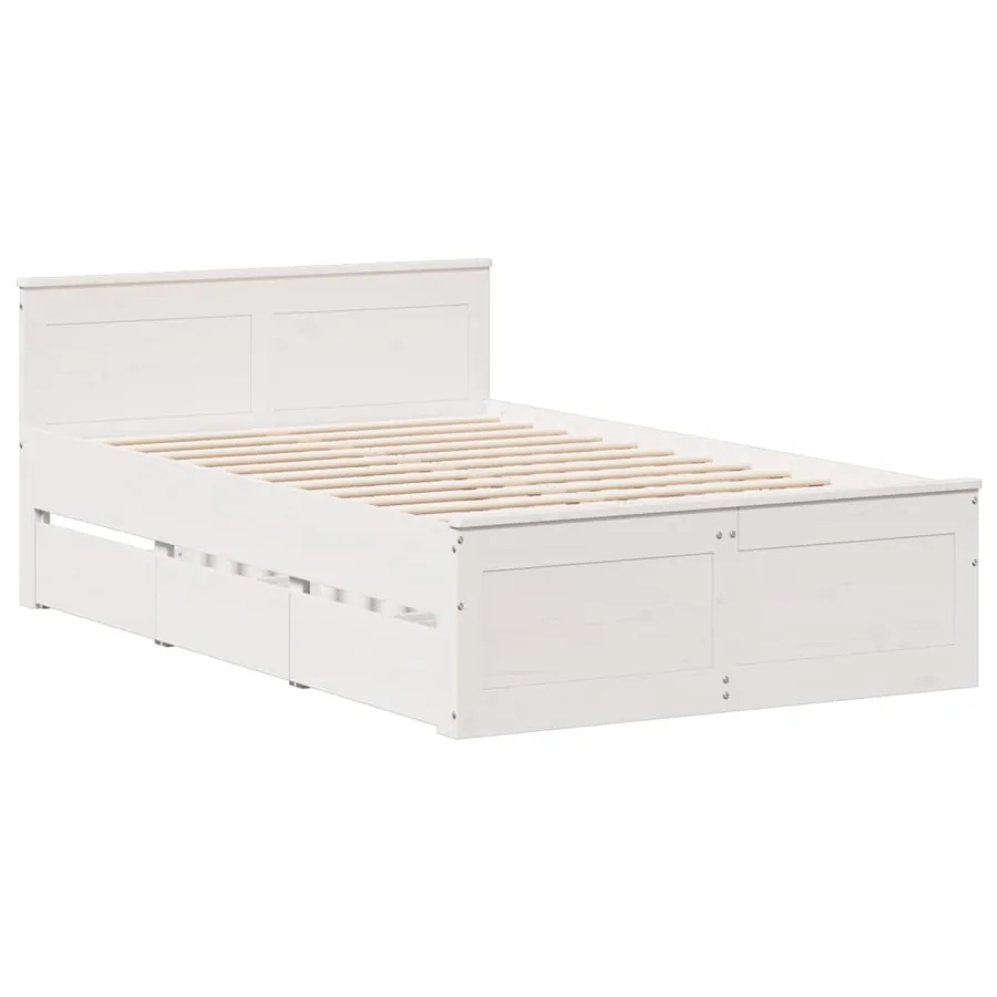 Cadre de lit sans matelas avec tête de lit blanc 120x200 cm pin - 3