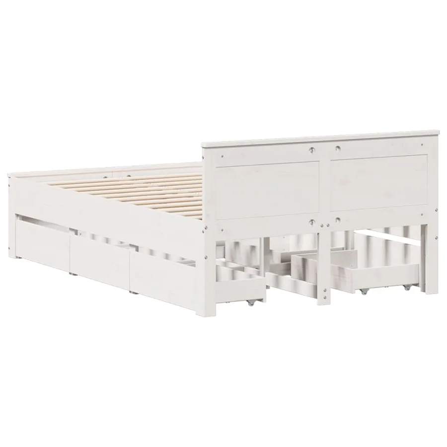 Cadre de lit sans matelas avec tête de lit blanc 120x200 cm pin - 6