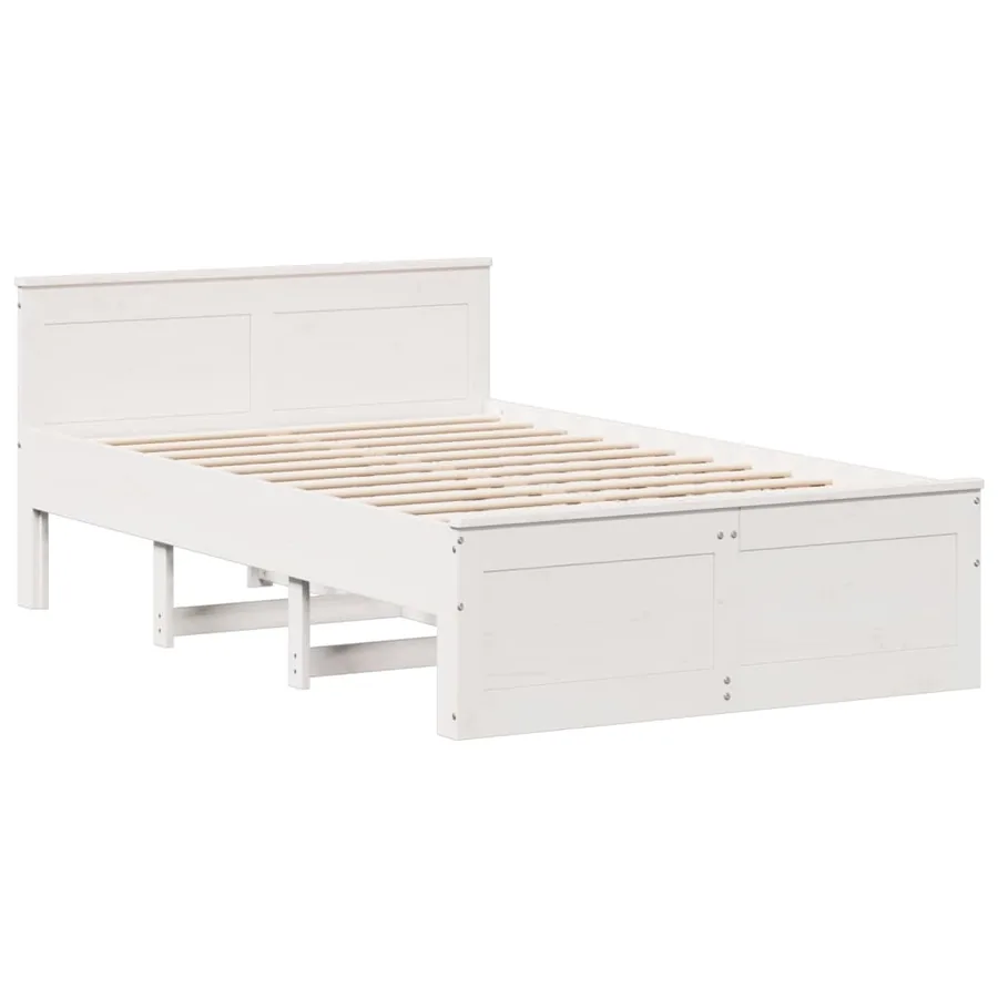 Cadre de lit sans matelas avec tête de lit blanc 120x200 cm pin - 7