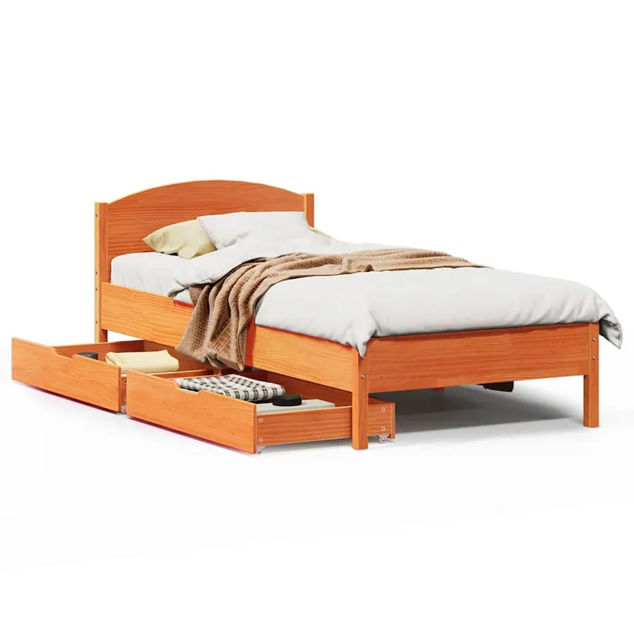 Cadre de lit sans matelas cire marron 90x190 cm bois pin massif - 2