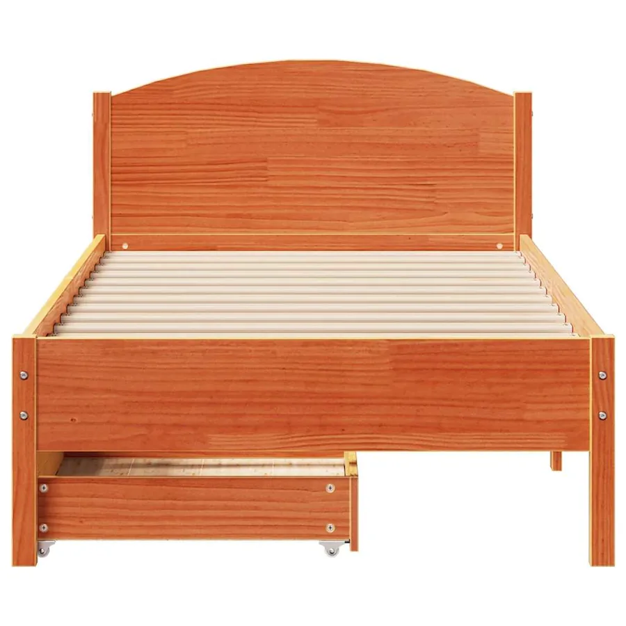 Cadre de lit sans matelas cire marron 90x190 cm bois pin massif - 4
