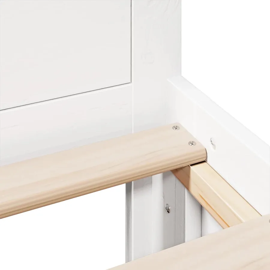 Cadre de lit sans matelas avec tête de lit blanc 135x190 cm pin - 11