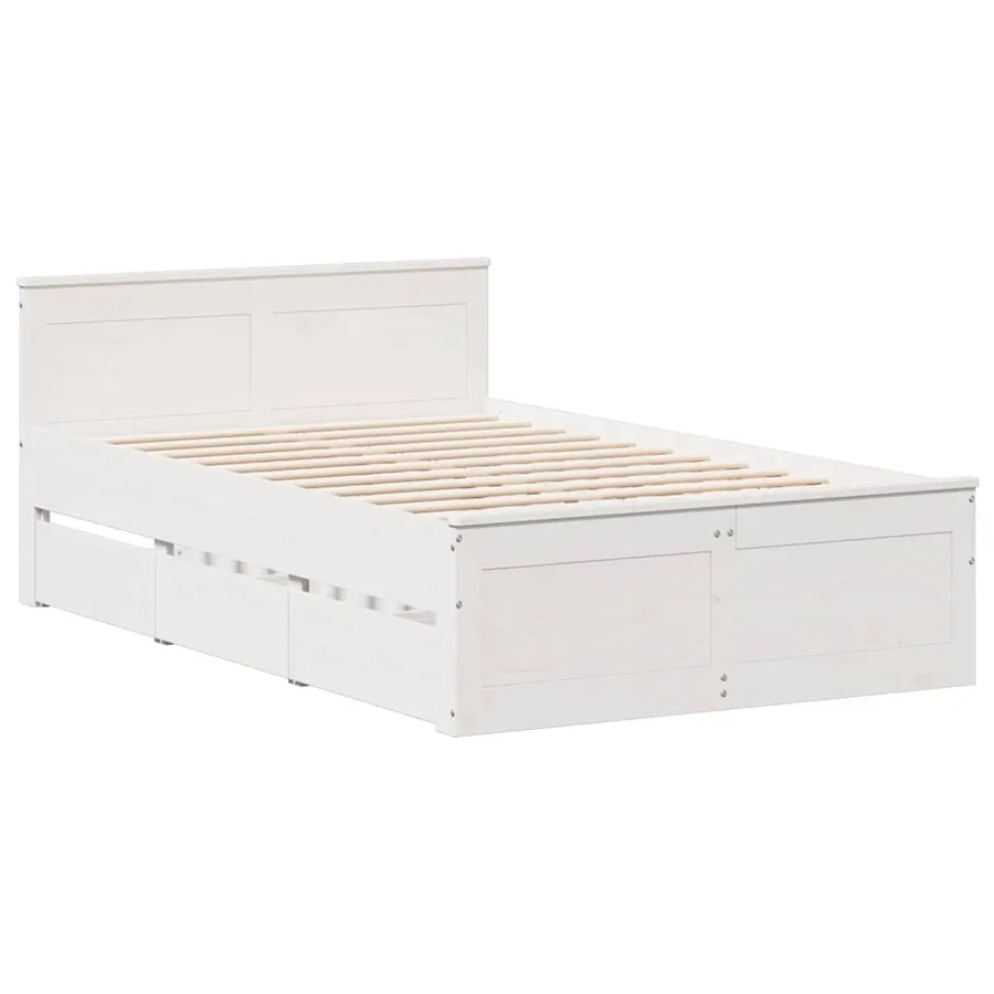Cadre de lit sans matelas avec tête de lit blanc 135x190 cm pin - 3