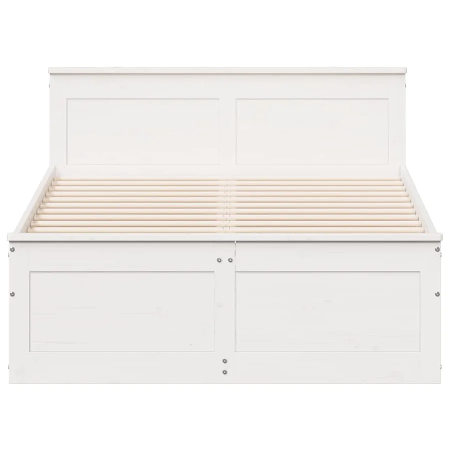 Cadre de lit sans matelas avec tête de lit blanc 135x190 cm pin - 4
