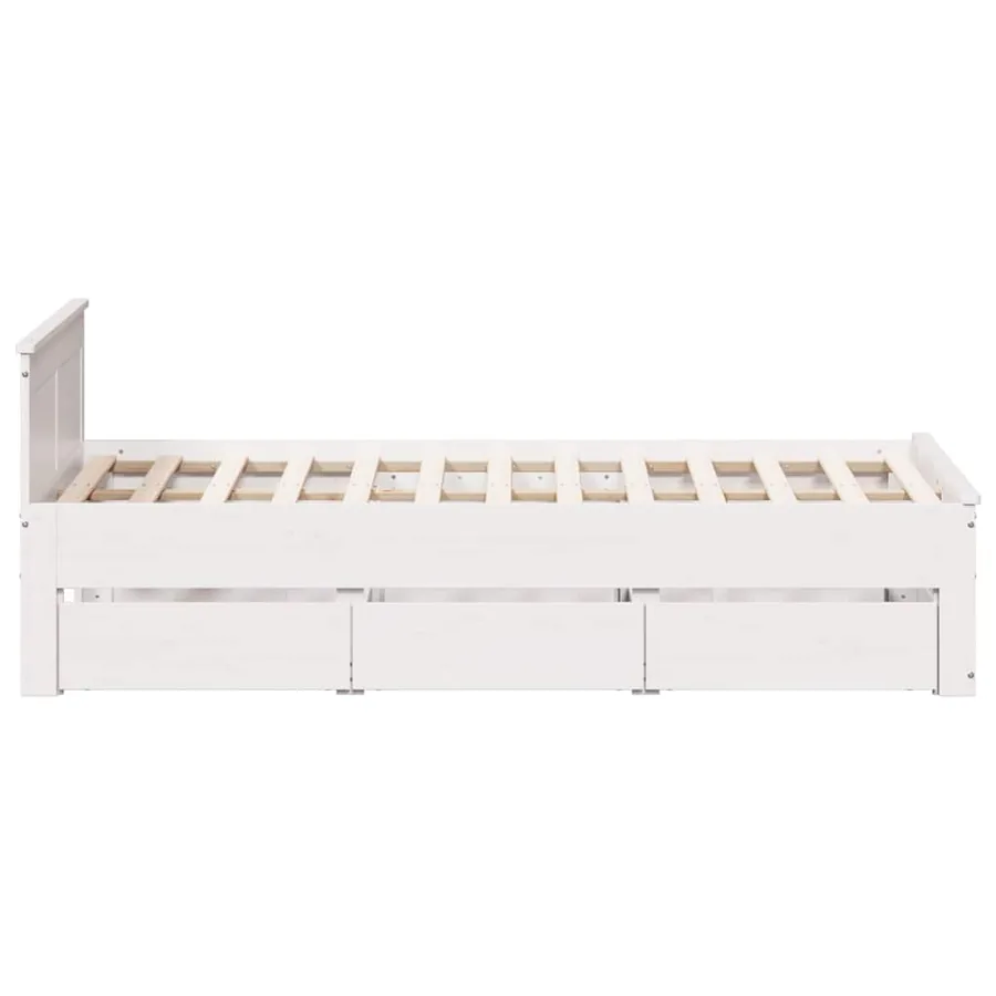Cadre de lit sans matelas avec tête de lit blanc 135x190 cm pin - 5
