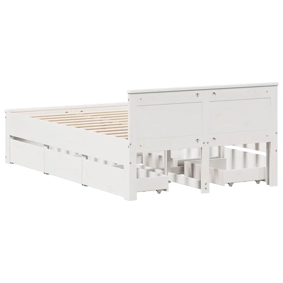 Cadre de lit sans matelas avec tête de lit blanc 135x190 cm pin - 6