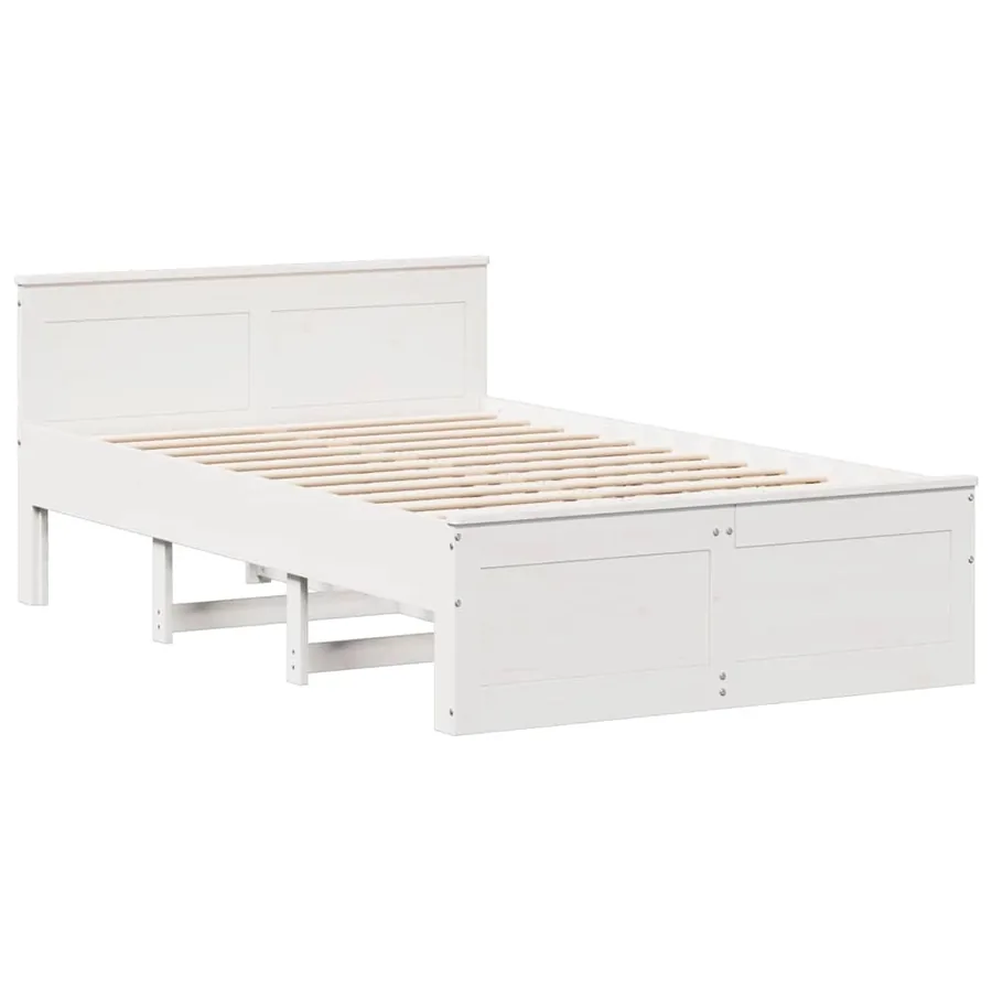 Cadre de lit sans matelas avec tête de lit blanc 135x190 cm pin - 7