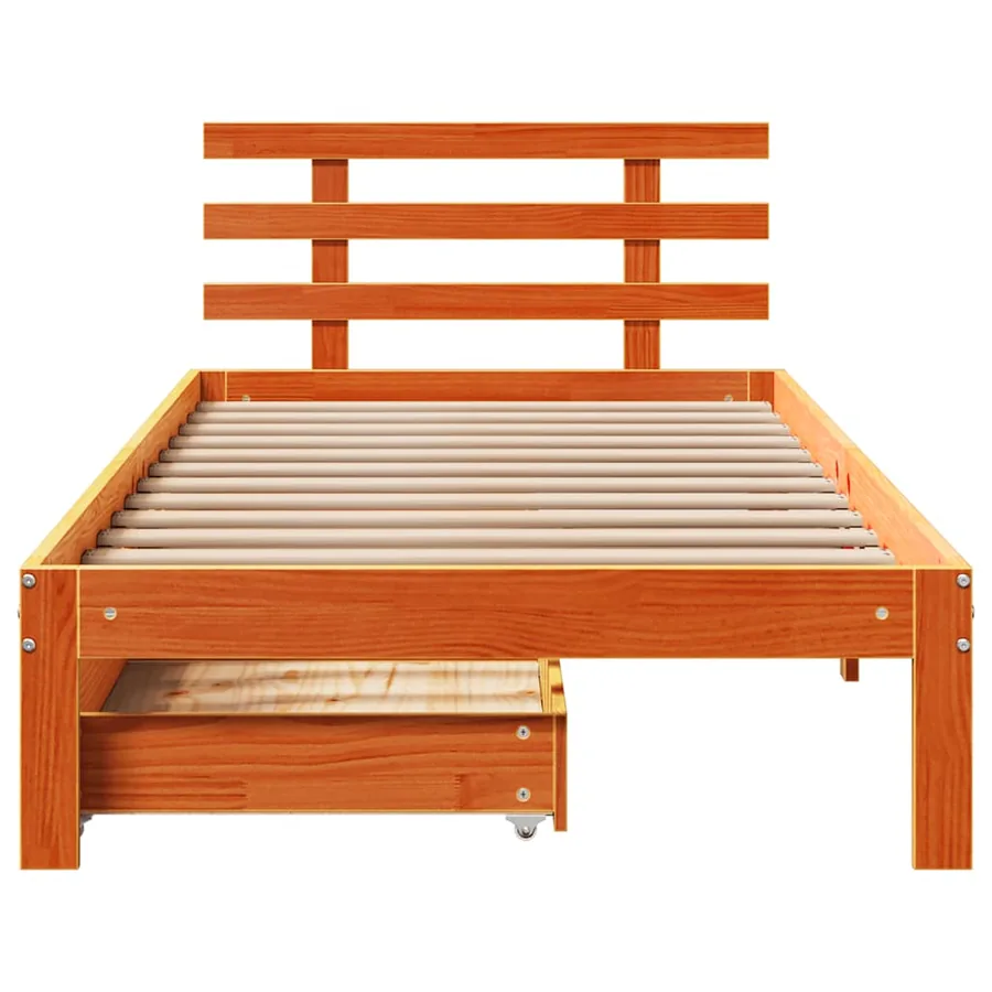 Cadre de lit avec tiroirs sans matelas cire marron 100x200 cm - 4