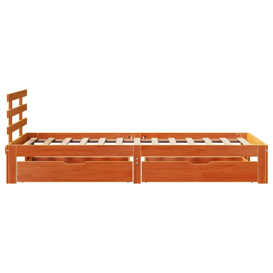Cadre de lit avec tiroirs sans matelas cire marron 100x200 cm - 7