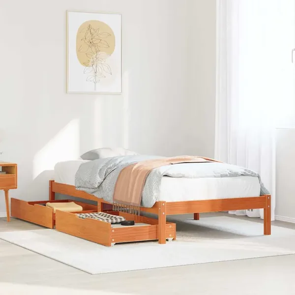 Cadre de lit sans matelas cire marron 75x190 cm bois pin massif