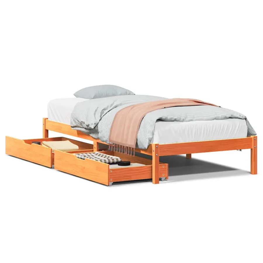 Cadre de lit sans matelas cire marron 75x190 cm bois pin massif - 2