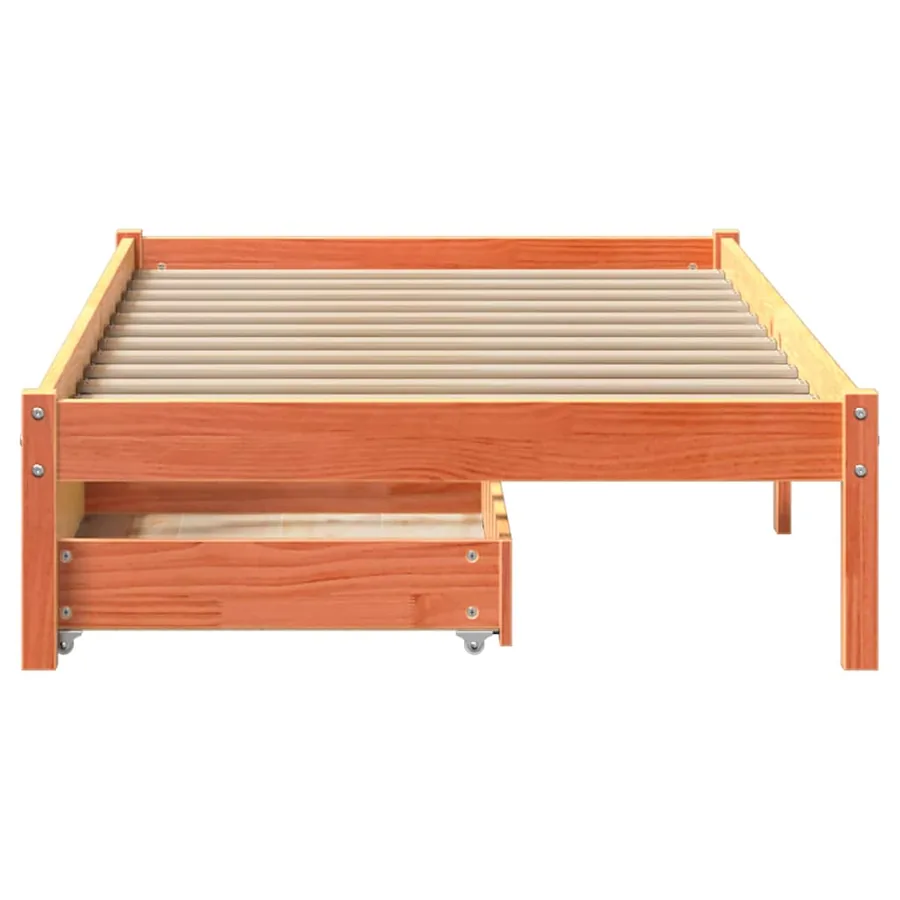Cadre de lit sans matelas cire marron 75x190 cm bois pin massif - 4