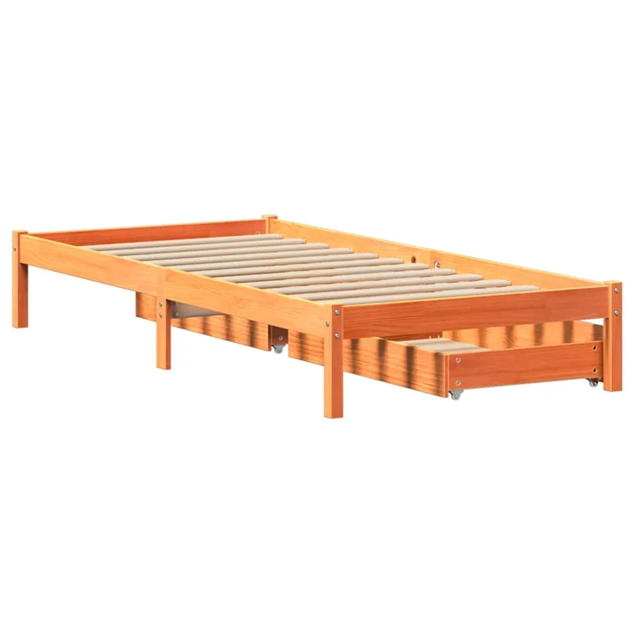 Cadre de lit sans matelas cire marron 75x190 cm bois pin massif - 6