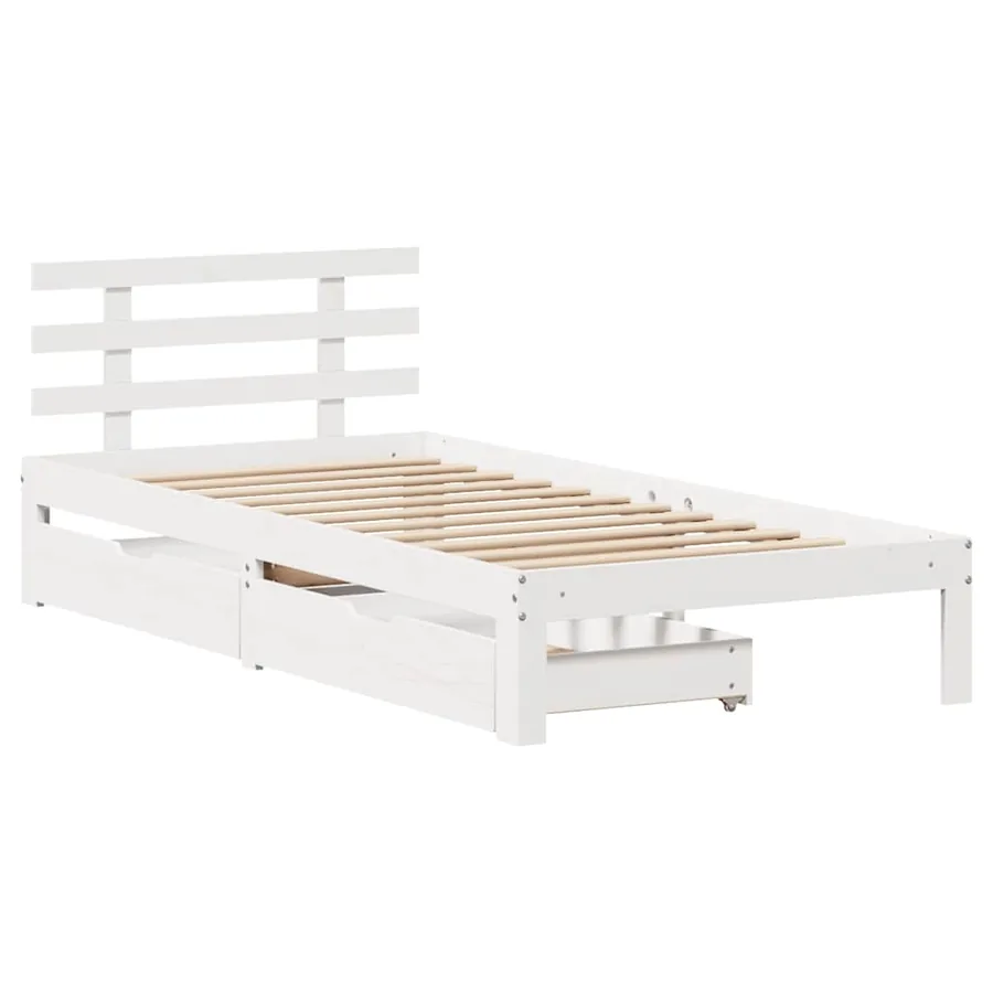 Cadre de lit avec tiroirs sans matelas blanc 90x190 cm - 3
