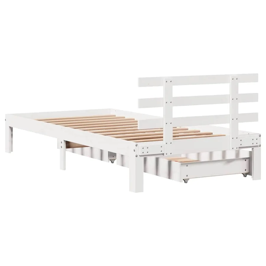 Cadre de lit avec tiroirs sans matelas blanc 90x190 cm - 6