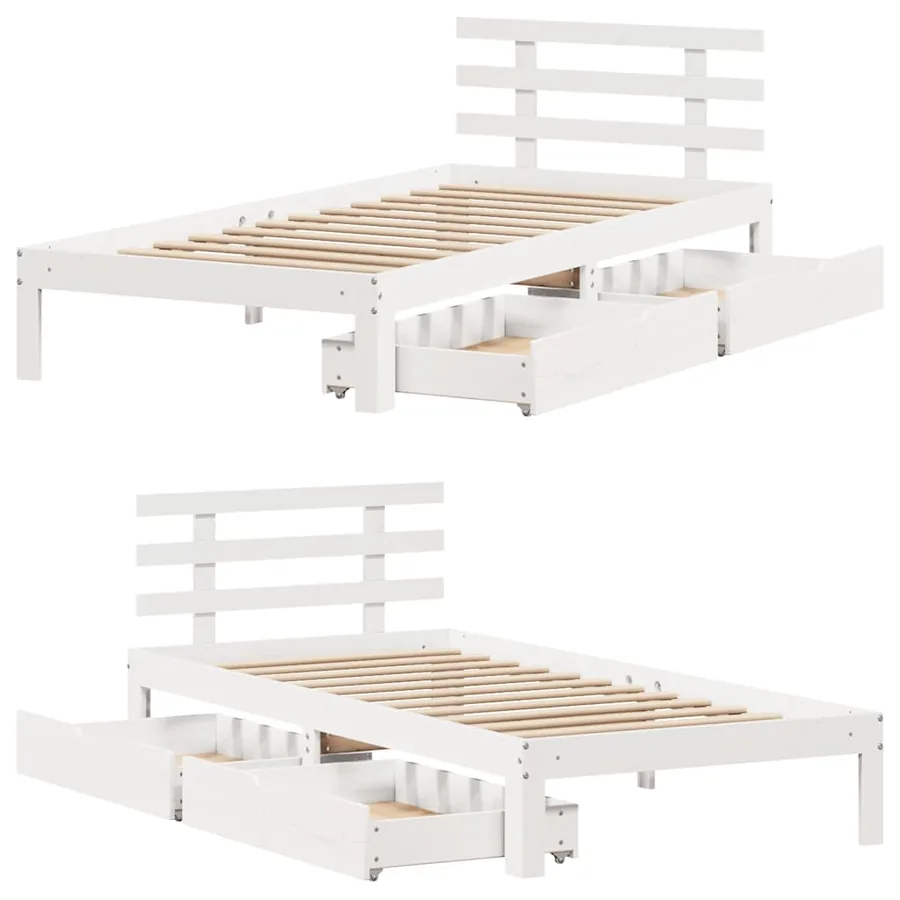 Cadre de lit avec tiroirs sans matelas blanc 90x190 cm - 9