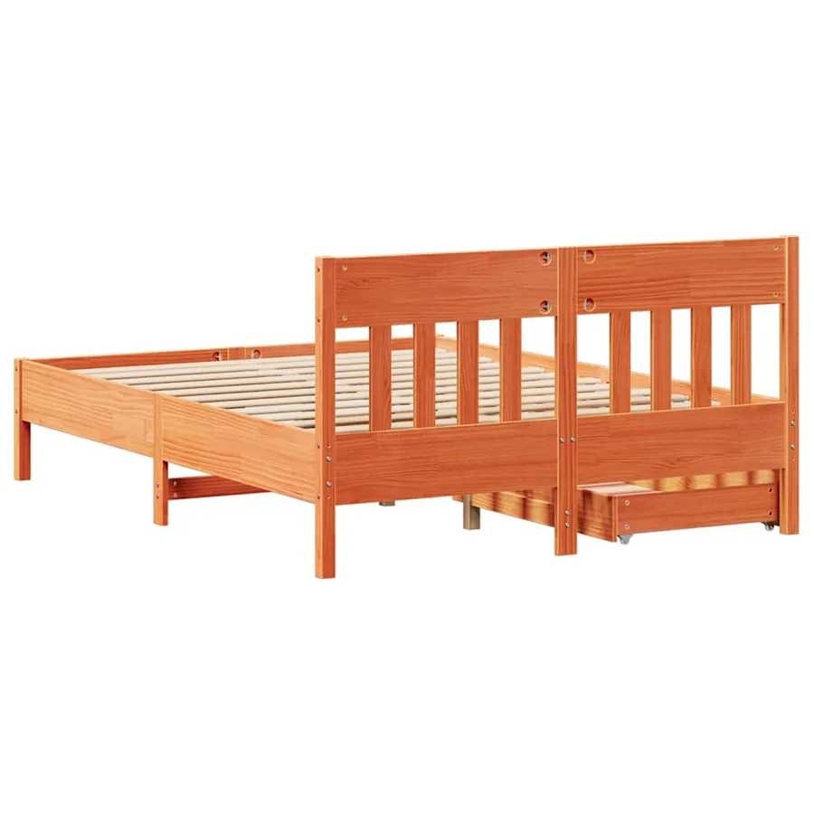 Cadre de lit sans matelas cire marron 120x190cm bois pin massif - 8
