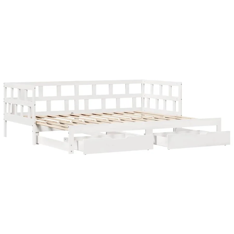Lit de jour avec gigogne et tiroirs sans matelas blanc 80x200cm - 5
