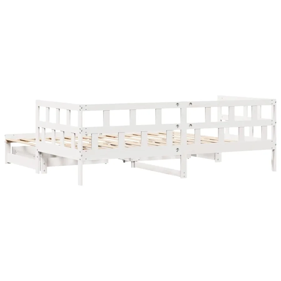 Lit de jour avec gigogne et tiroirs sans matelas blanc 80x200cm - 7