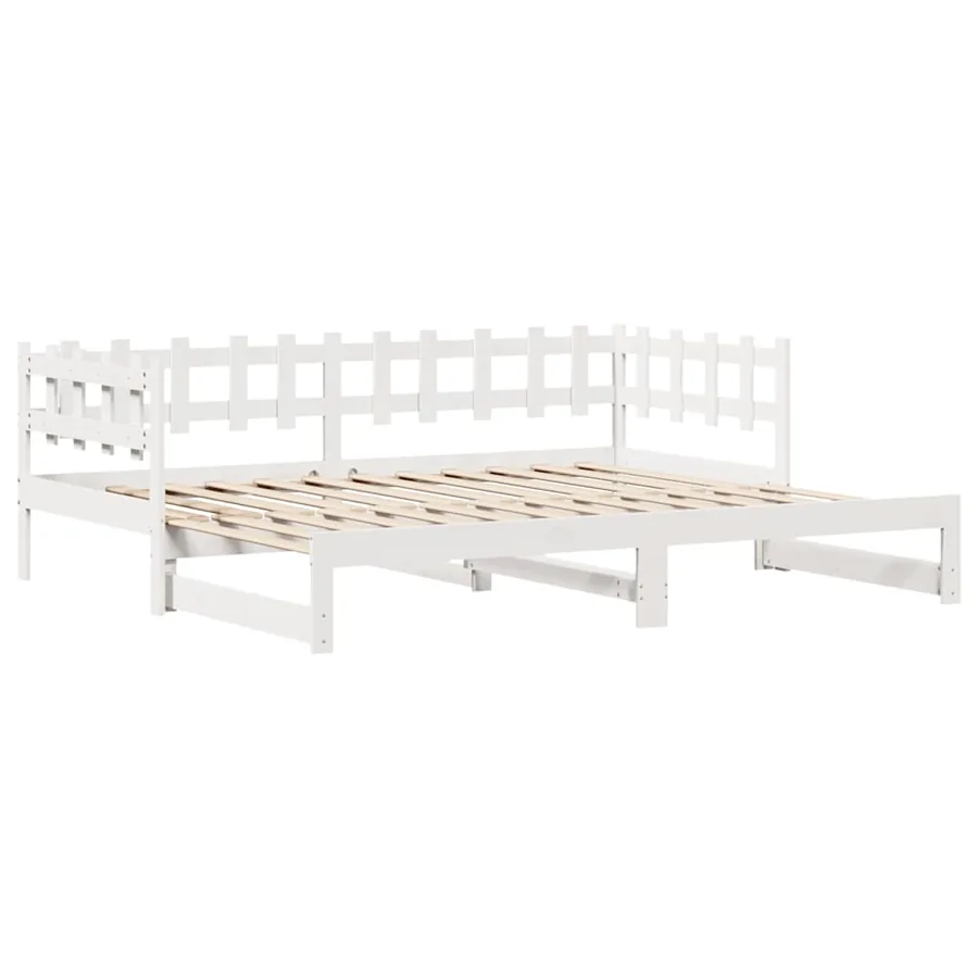 Lit de jour avec gigogne et tiroirs sans matelas blanc 90x200cm - 5