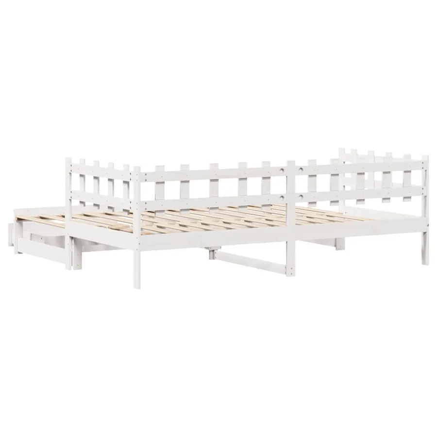 Lit de jour avec gigogne et tiroirs sans matelas blanc 90x200cm - 7