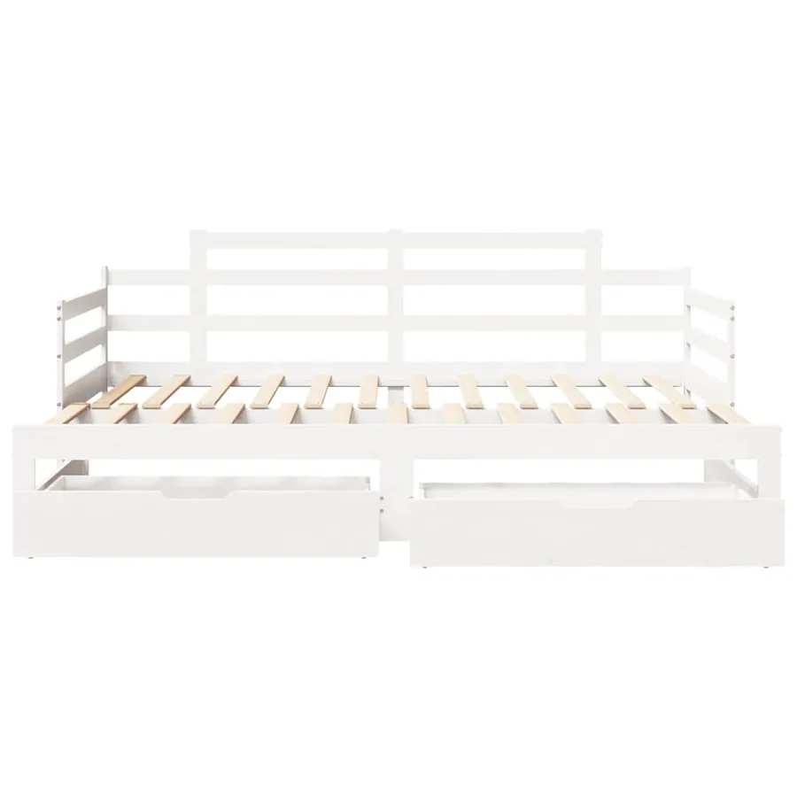 Lit de jour avec gigogne et tiroirs sans matelas blanc 90x200cm - 4