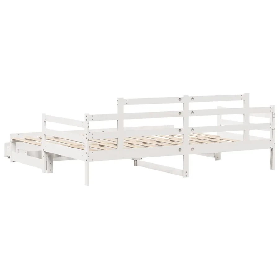 Lit de jour avec gigogne et tiroirs sans matelas blanc 90x200cm - 7