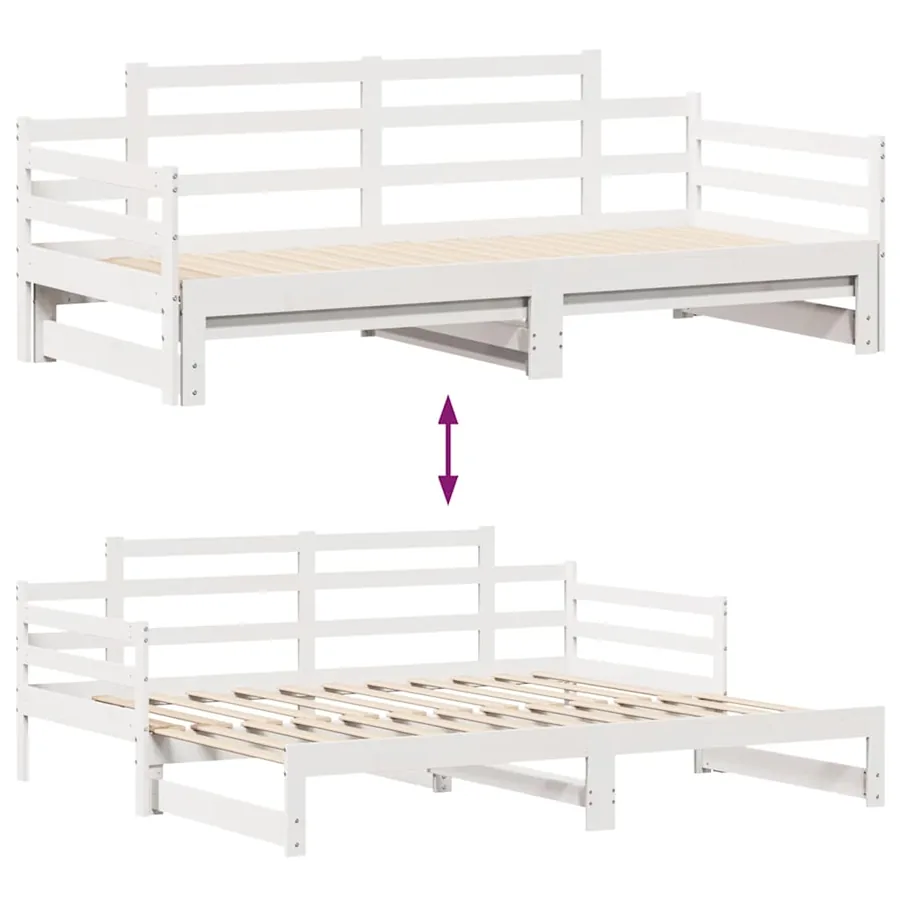 Lit de jour avec gigogne et tiroirs sans matelas blanc 90x200cm - 8