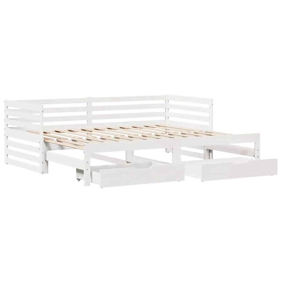Lit de jour et tiroirs sans matelas blanc 90x200 cm bois massif - 3
