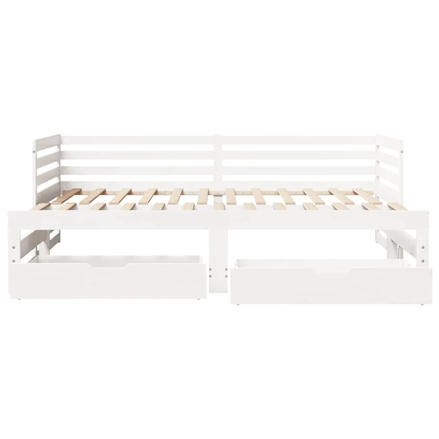 Lit de jour et tiroirs sans matelas blanc 90x200 cm bois massif - 4
