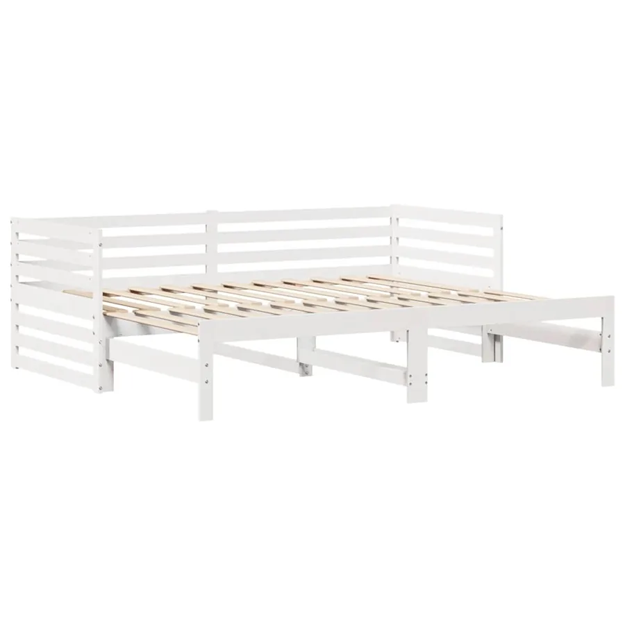 Lit de jour et tiroirs sans matelas blanc 90x200 cm bois massif - 6