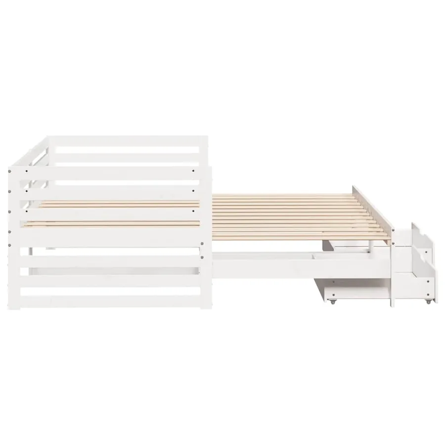 Lit de jour et tiroirs sans matelas blanc 90x200 cm bois massif - 7