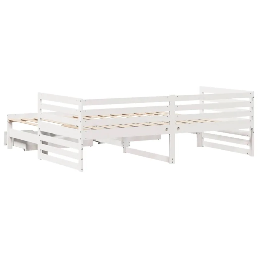 Lit de jour et tiroirs sans matelas blanc 90x200 cm bois massif - 8