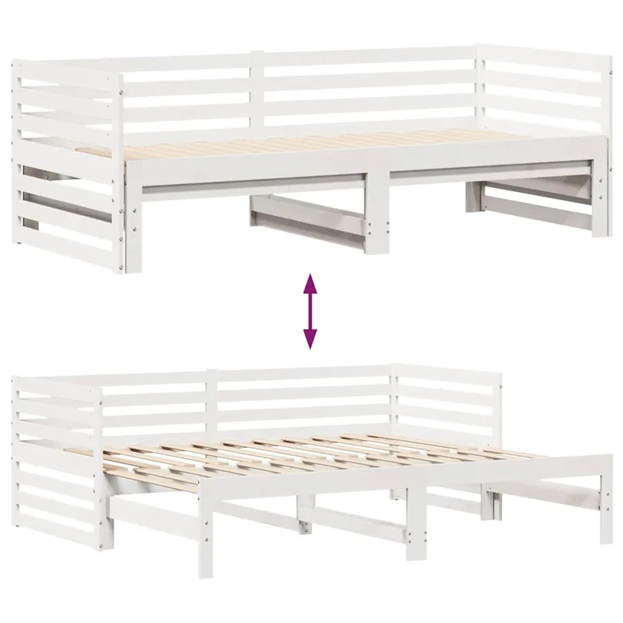 Lit de jour et tiroirs sans matelas blanc 90x200 cm bois massif - 9