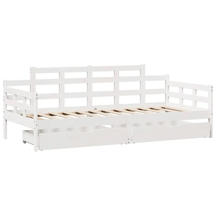 Lit de jour et tiroirs sans matelas blanc 90x200 cm bois massif - 3