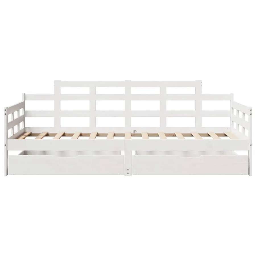Lit de jour et tiroirs sans matelas blanc 90x200 cm bois massif - 4