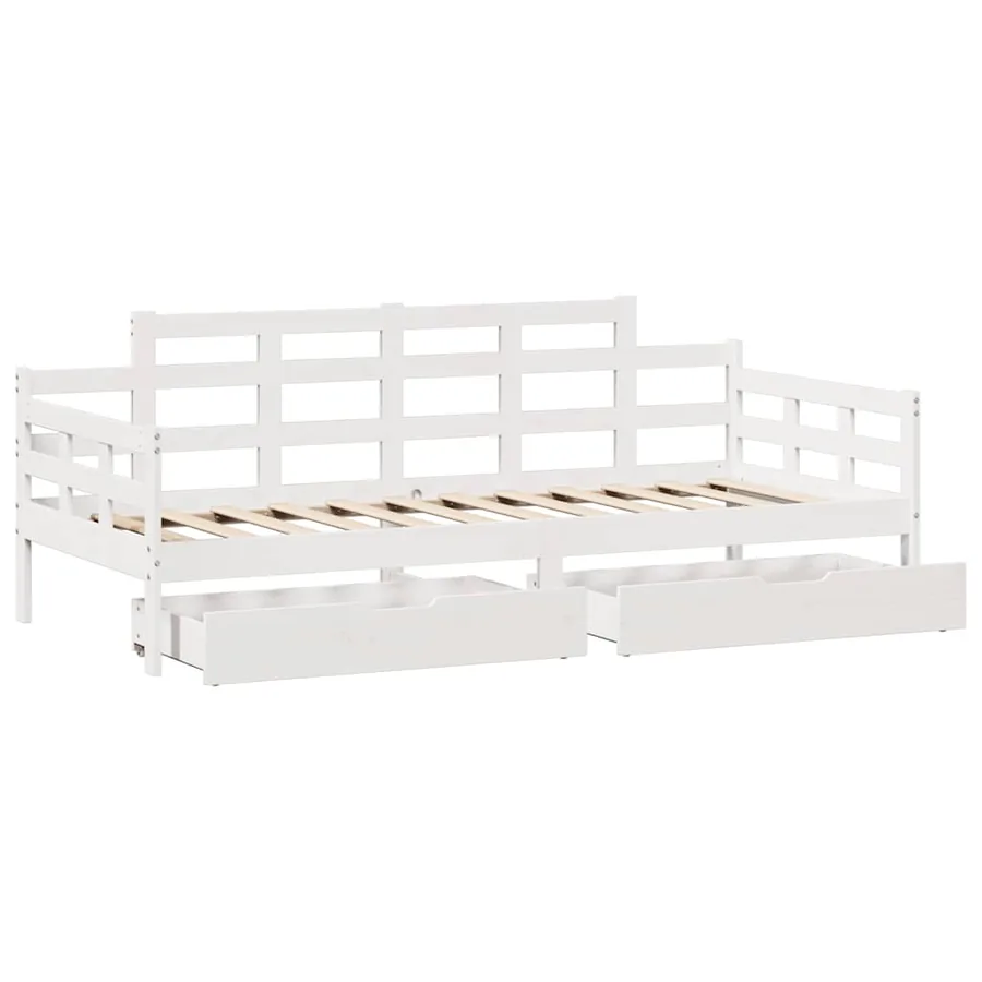 Lit de jour et tiroirs sans matelas blanc 90x200 cm bois massif - 9