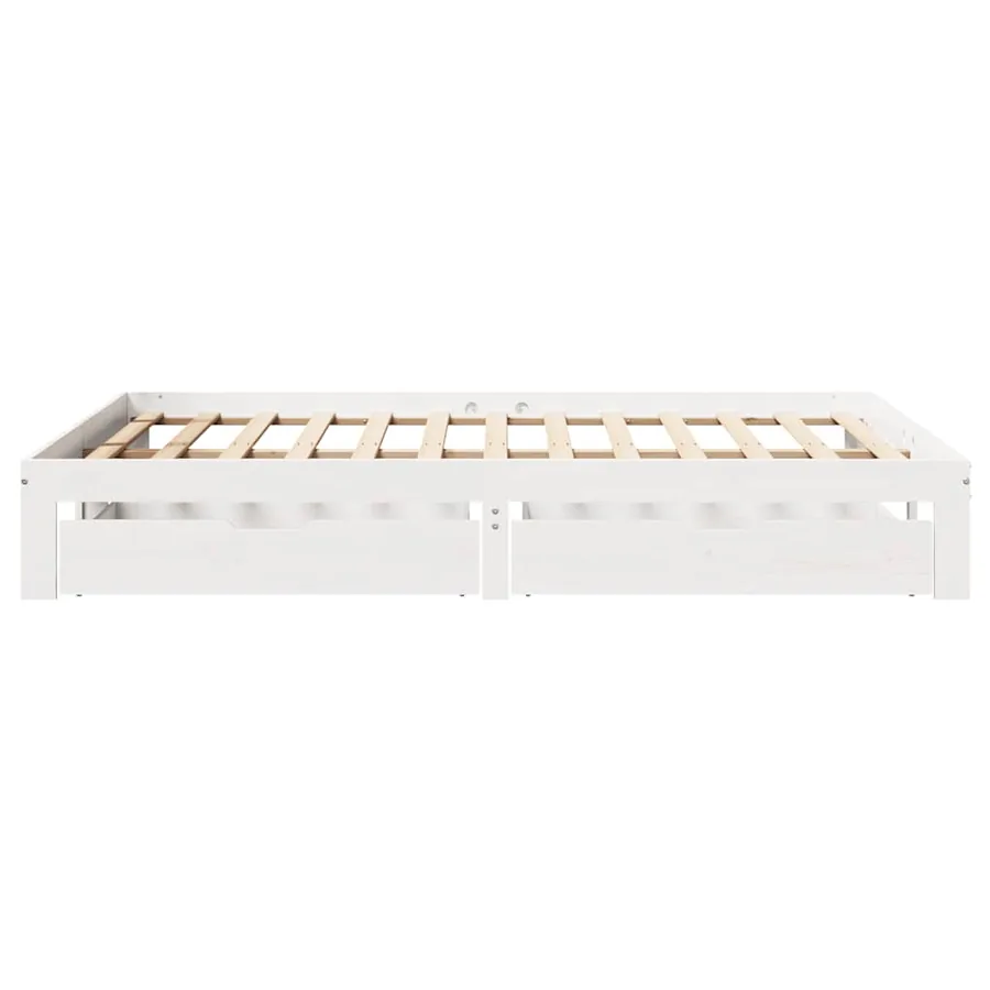 Cadre de lit avec tiroirs sans matelas blanc 140x190 cm - 7