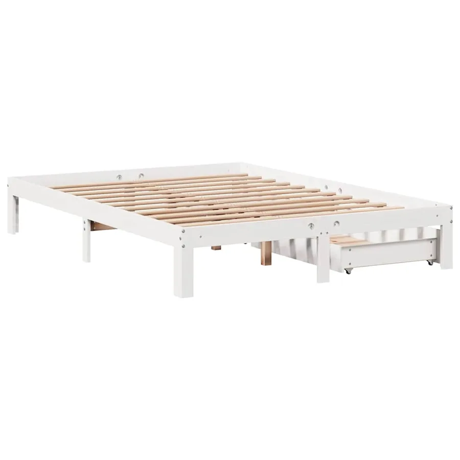 Cadre de lit avec tiroirs sans matelas blanc 140x190 cm - 8