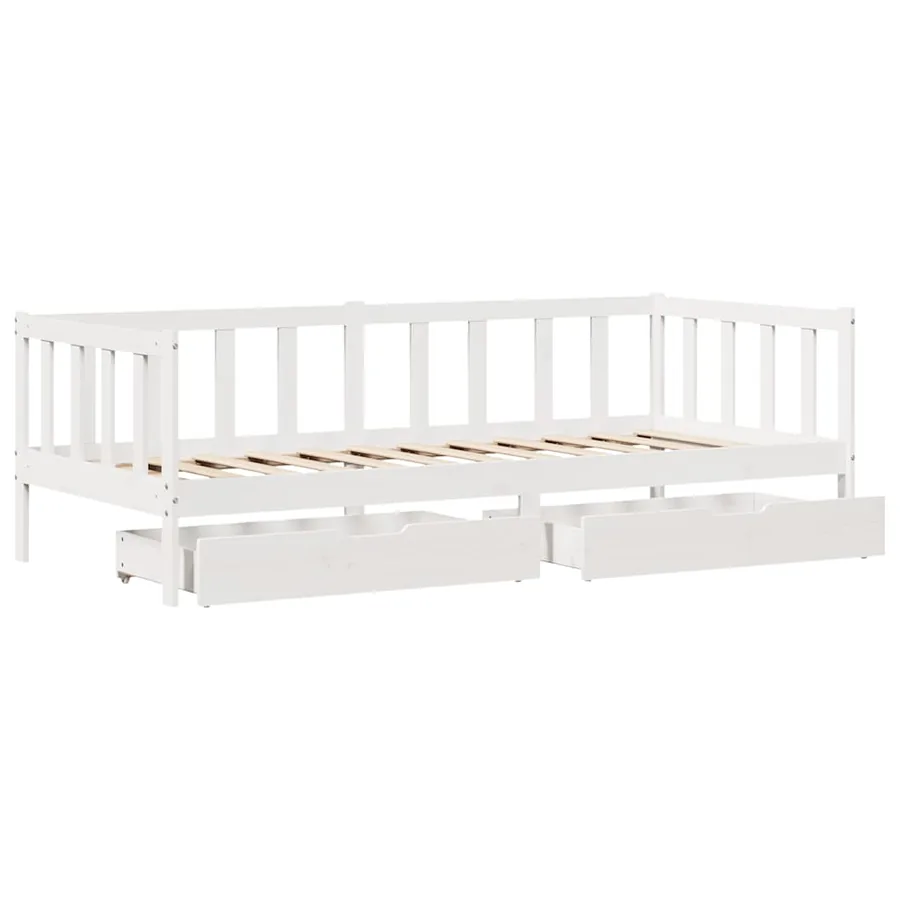 Lit de jour et tiroirs sans matelas blanc 90x200 cm bois massif - 10