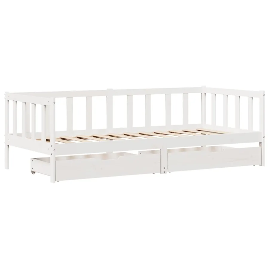 Lit de jour et tiroirs sans matelas blanc 90x200 cm bois massif - 3