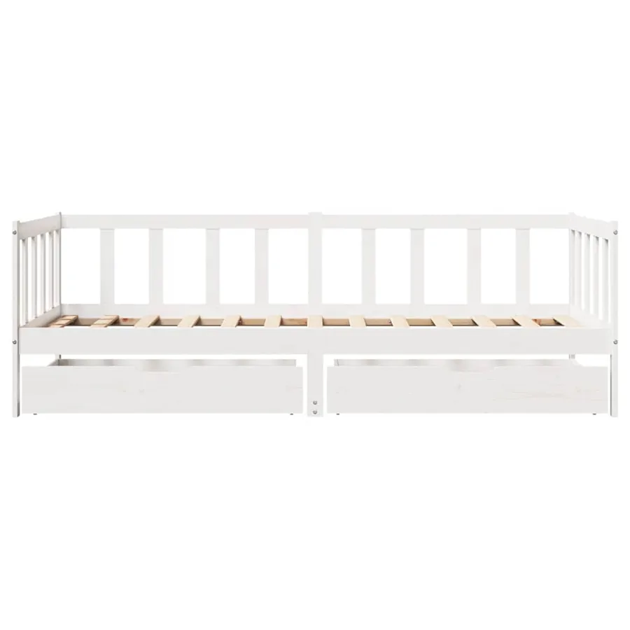 Lit de jour et tiroirs sans matelas blanc 90x200 cm bois massif - 4