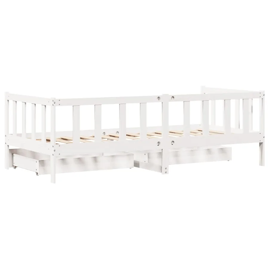 Lit de jour et tiroirs sans matelas blanc 90x200 cm bois massif - 7